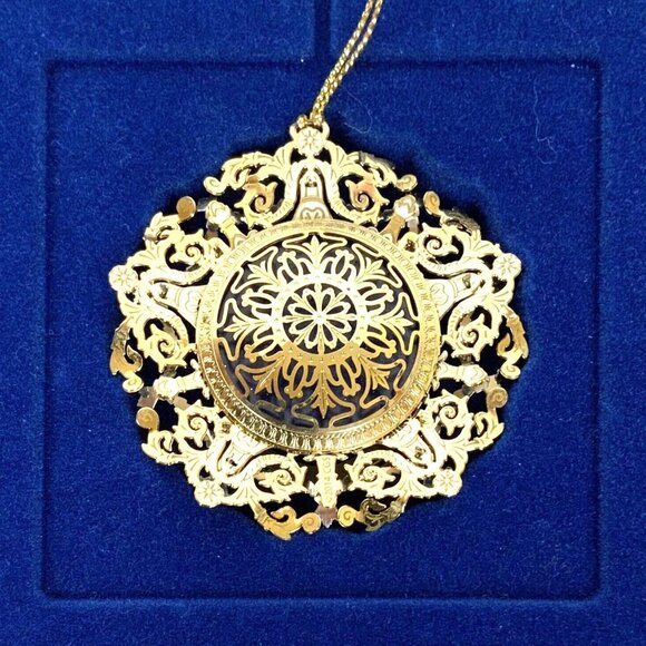 Texas State Capitol Ornament 2014 Blue Oculus Gold-Plated Filigree Original Box - Picture 3 of 4